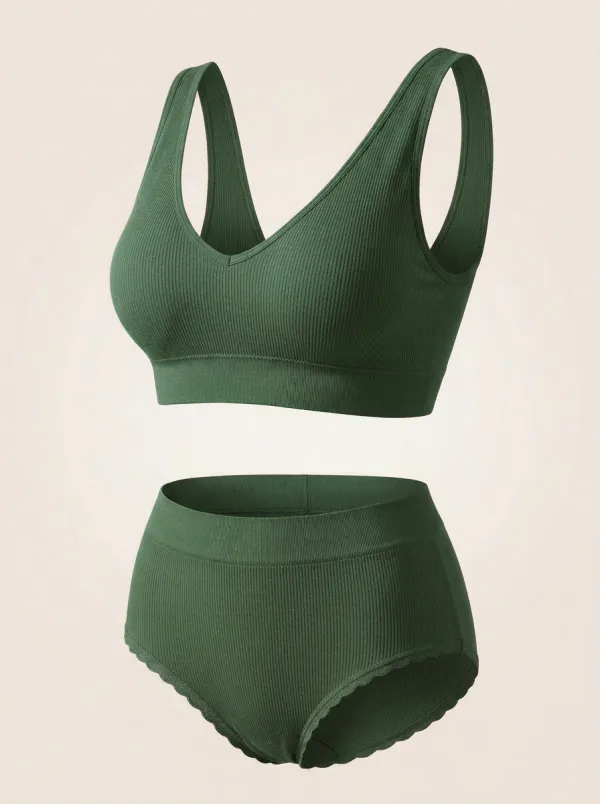 Ribbed Seamless Bralette Set