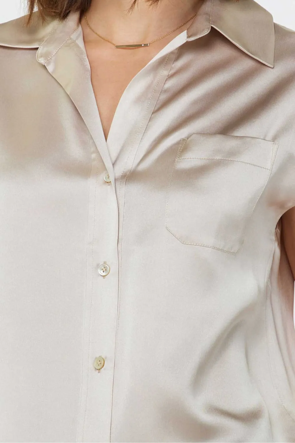 Button Cap Sleeve Cap Blouse