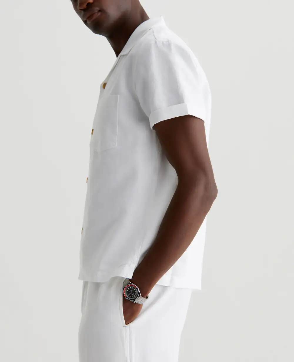 Men's Cotton Linen Blend Camp Collar Shirt