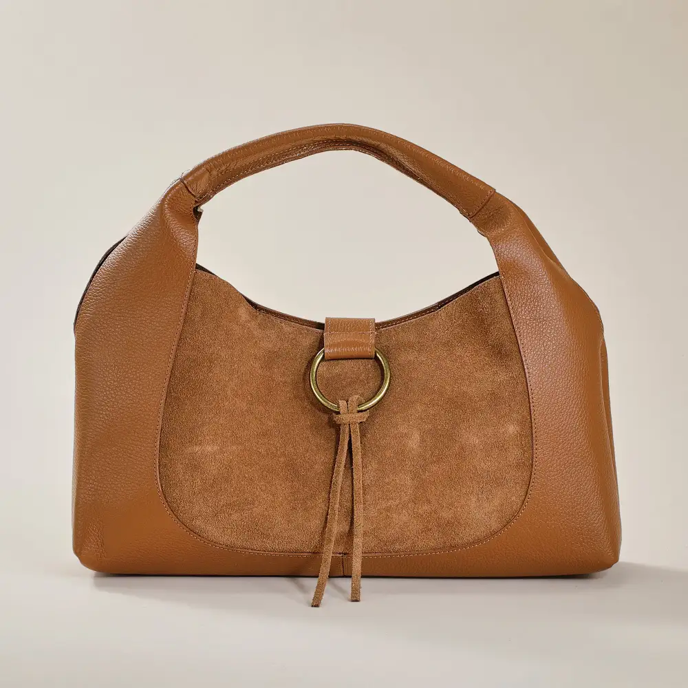 Suede Leather Satchel Bag