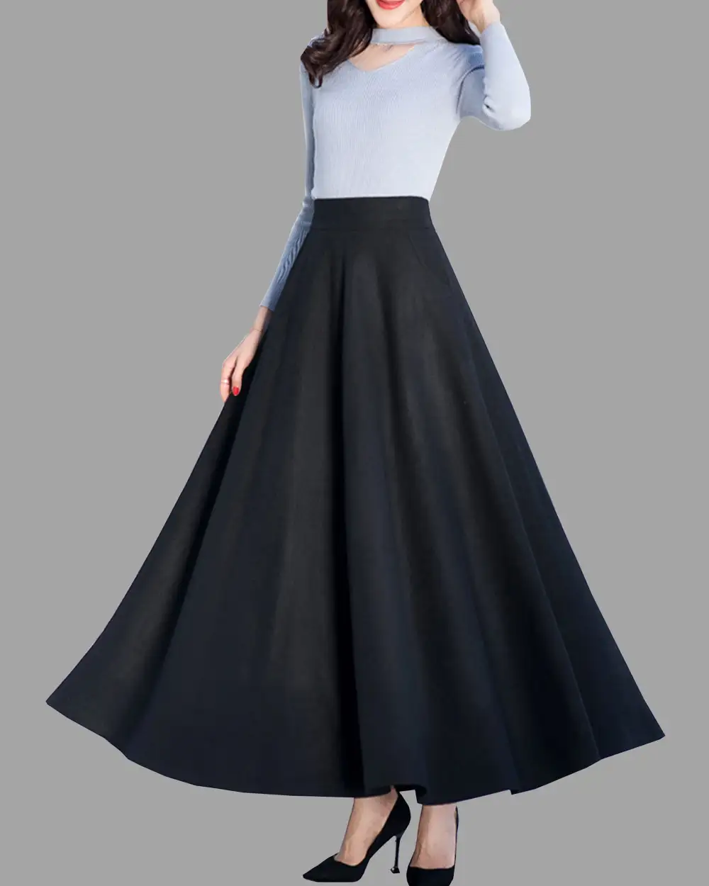 Everyday Pocketed Wool Maxi Skirt