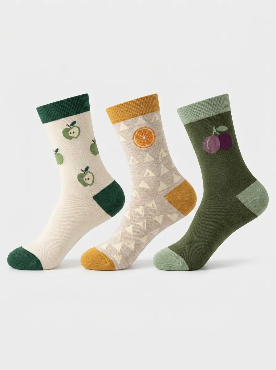 Fruit Women's Three-Pair Crew Socks