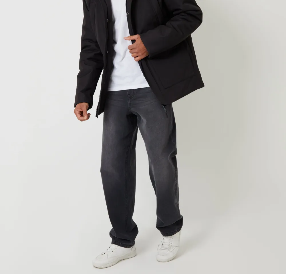 Men's Black Water-Resistant Longline Hooded Puffer Jacket