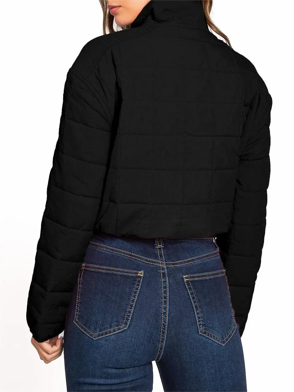 Bright Orange Puffer Crop Jacket