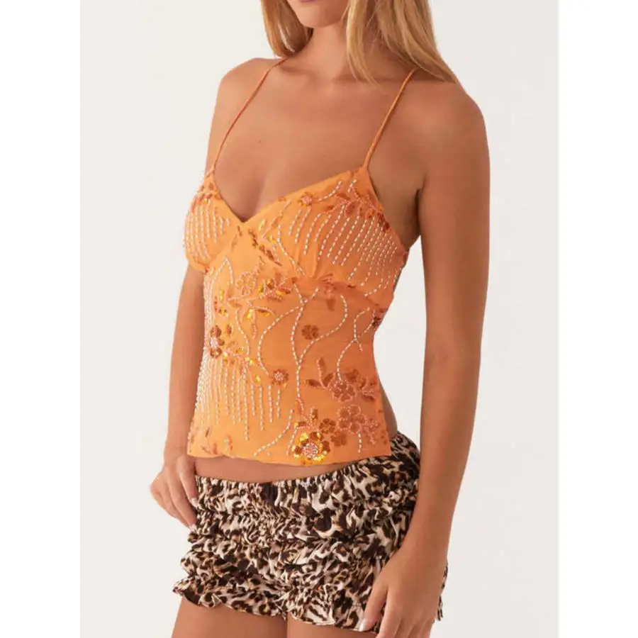 Crisscross Back V Neck Camisole Top