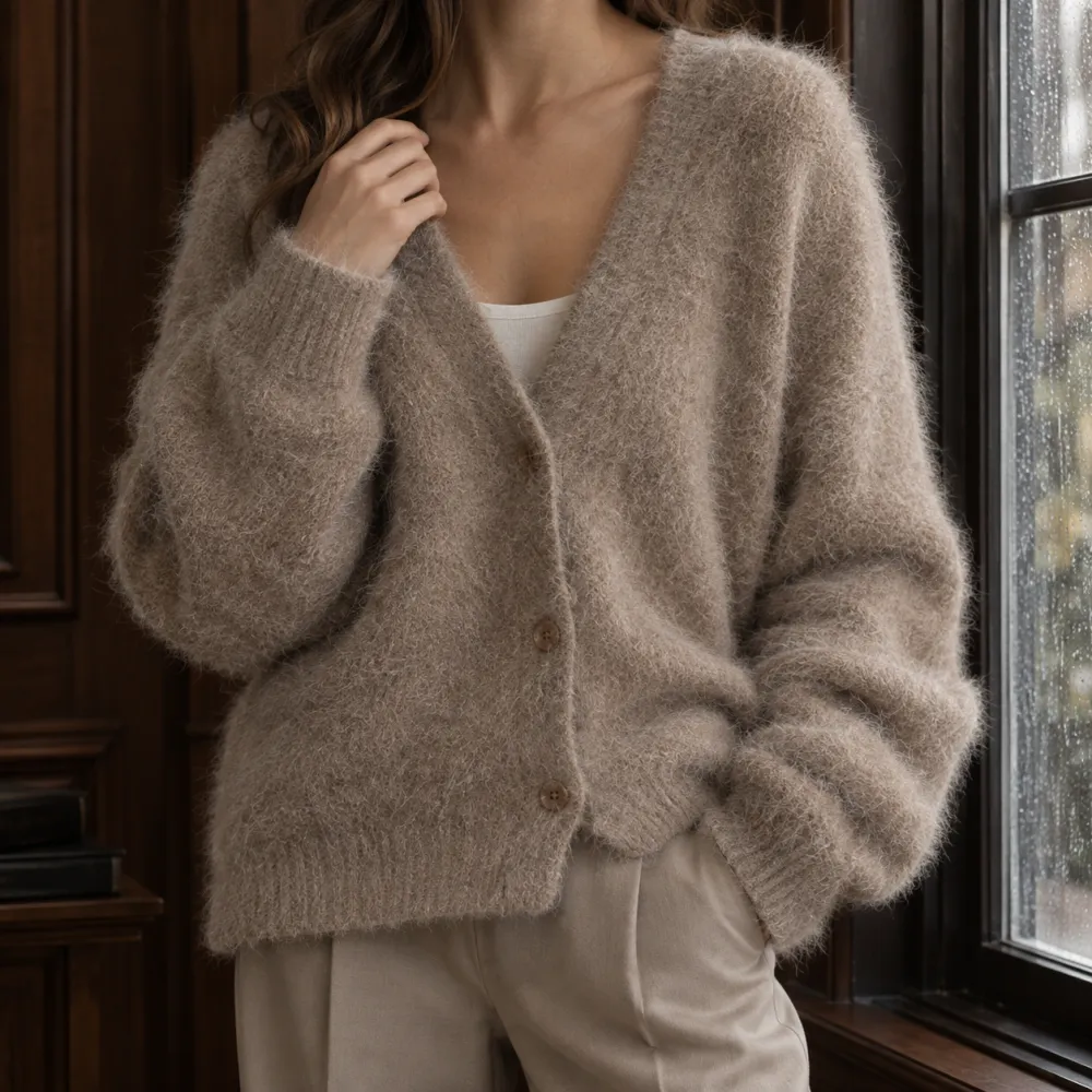 V-Neck Button-Front Cardigan