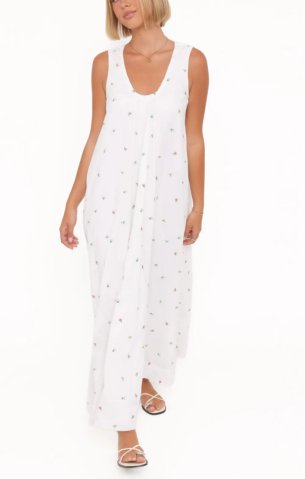 Cotton V-Neck Maxi Dress