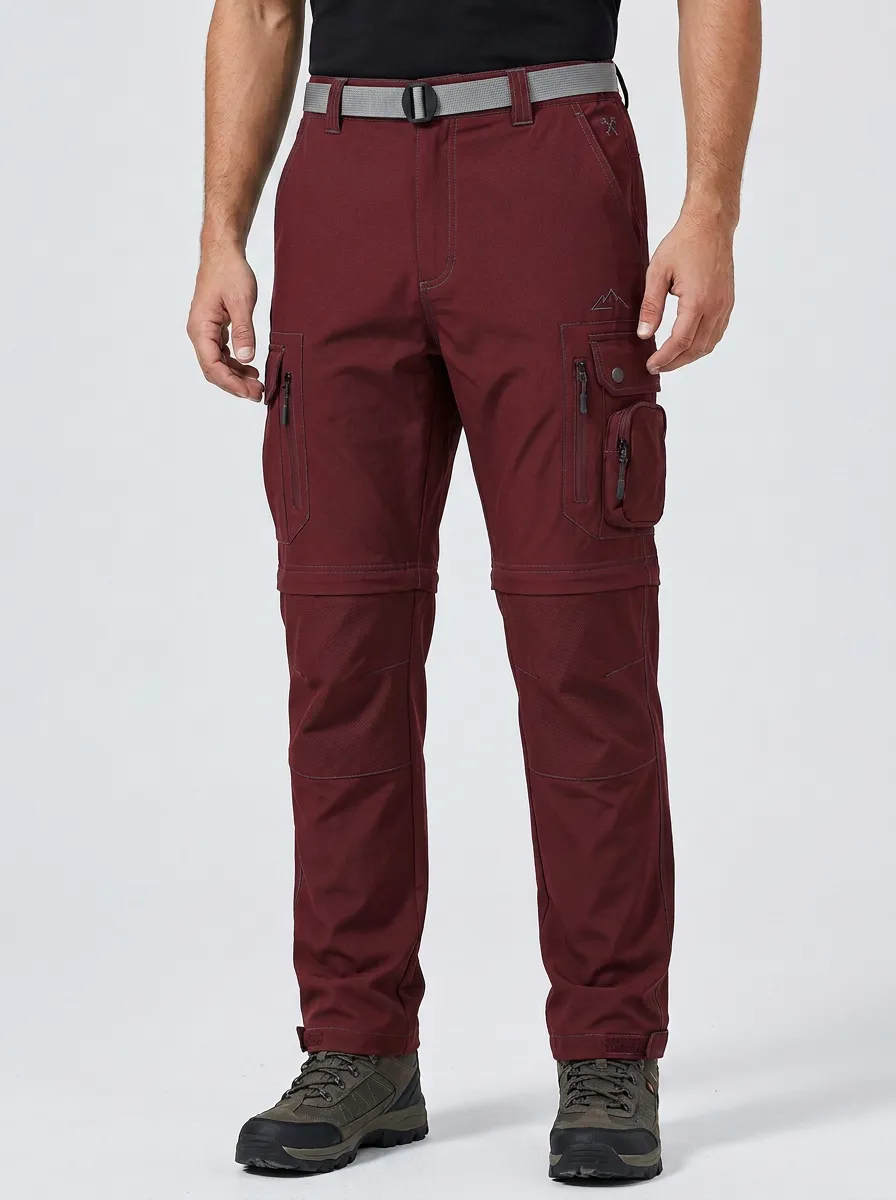 Men's Expedition Hiking Multi-Pocket Waterproof Zip-Off Tactical Cargo Pants