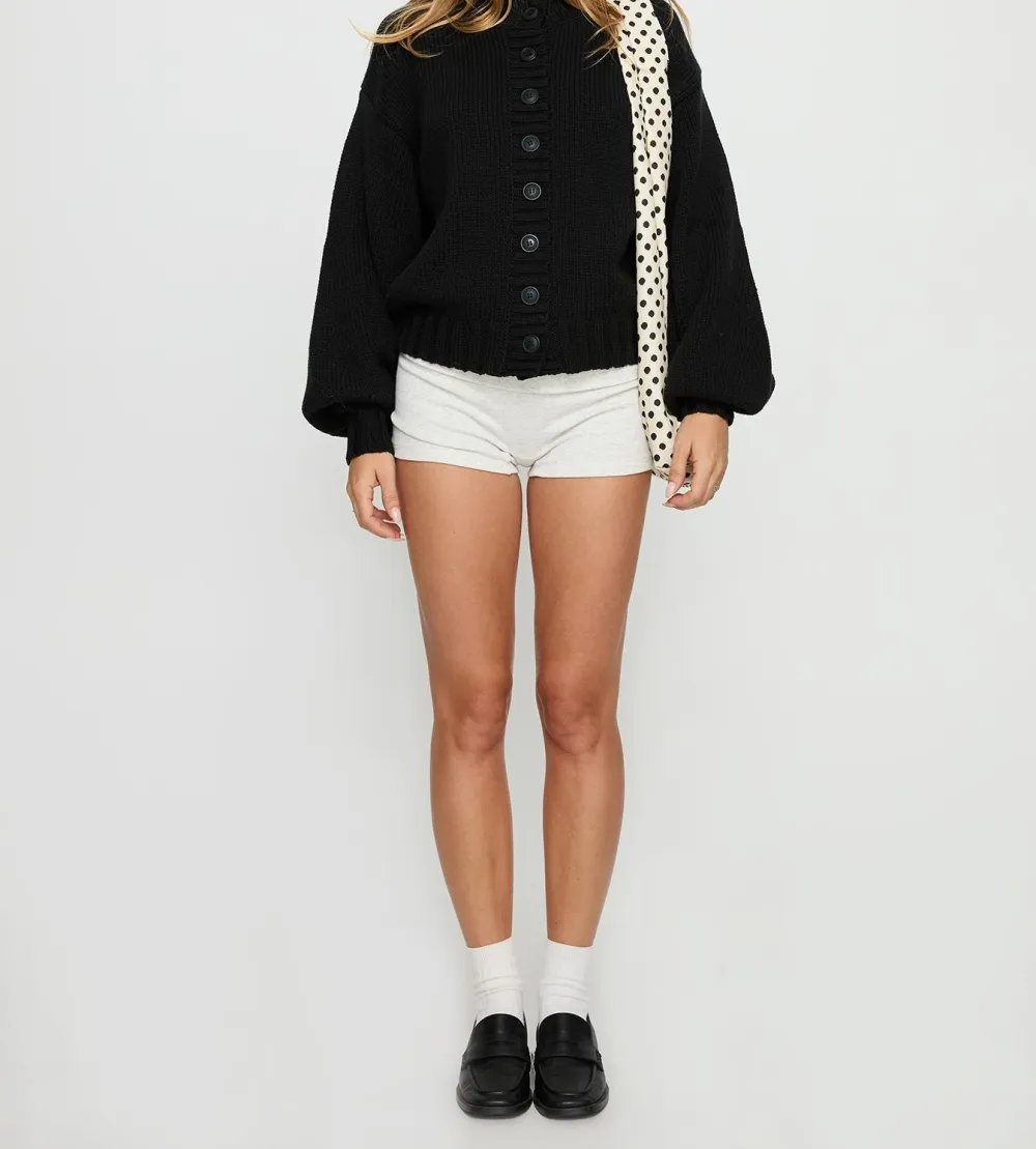 Black Ribbed Knit Cardigan
