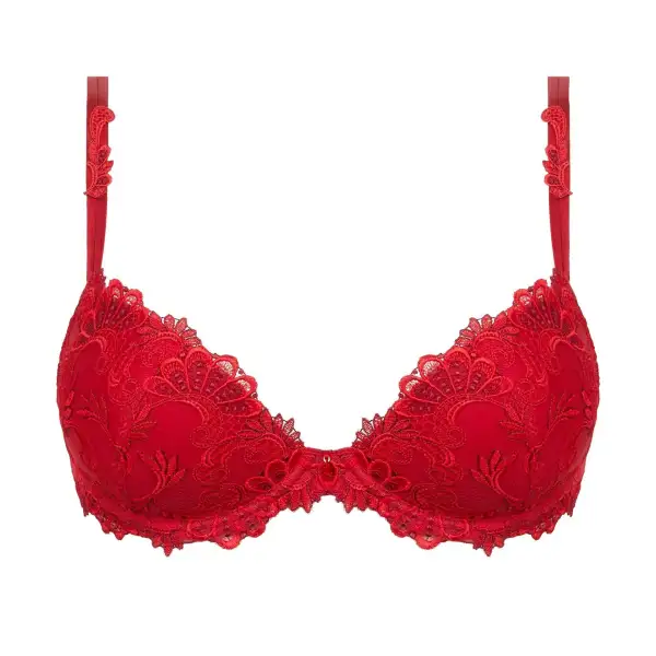 Women's Underwire Spacer Molded Padded Guipure Lace Mesh Floral Detail Decorative Stone Bra