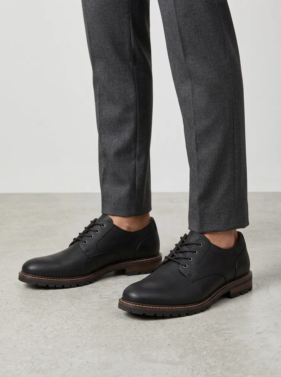 Men's Classic Business Casual Black Leather Oxford Shoes