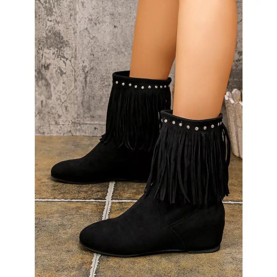Fringe Boots with Studded Details