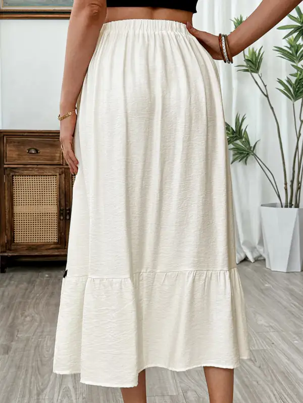Paneled Elastic Waist Skirt