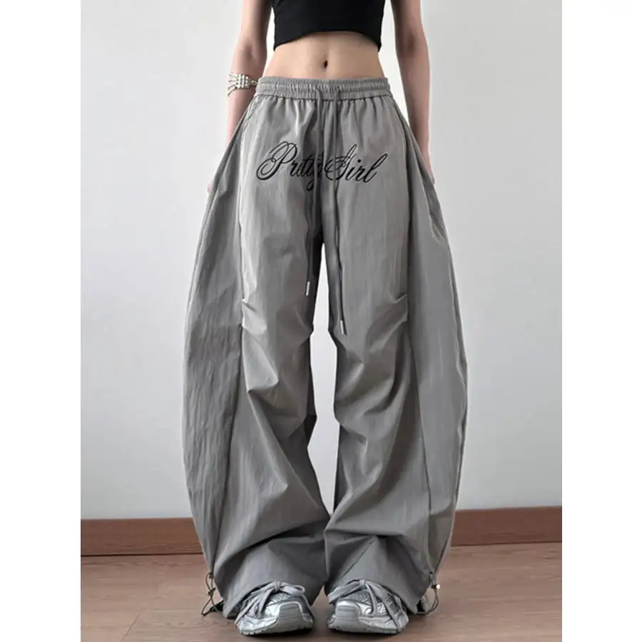 Drawstring Oversized Wide Leg Casual Pants