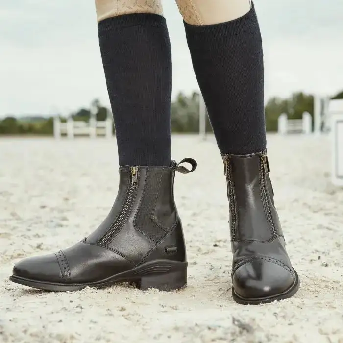 Zip Leather Riding Boots