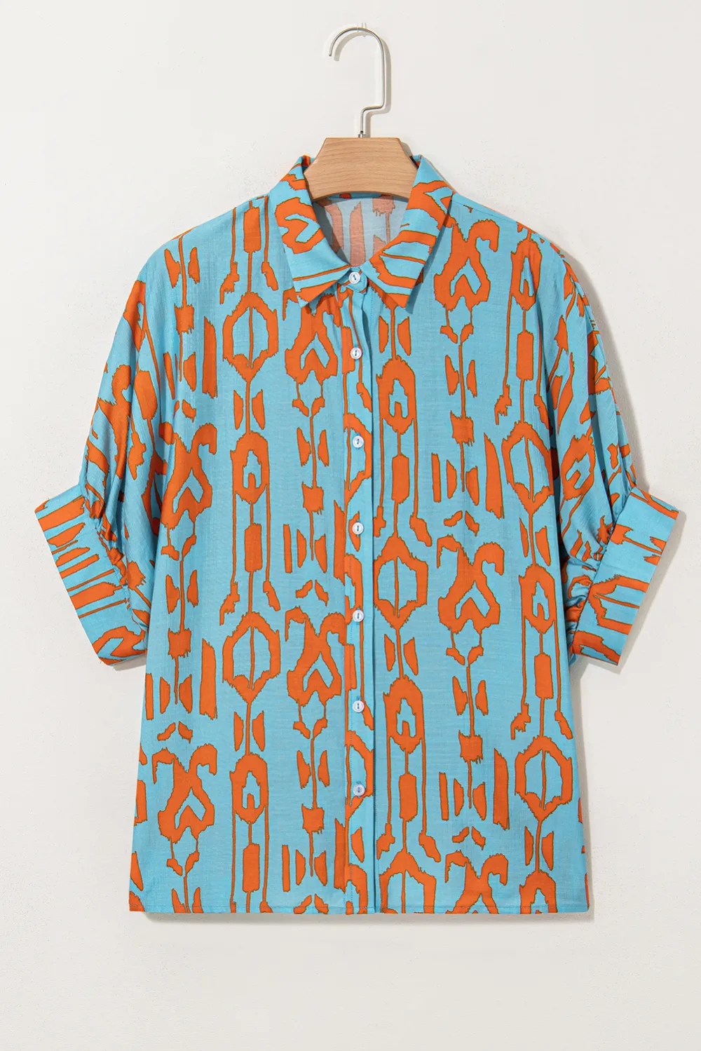 Sky Blue Abstract Print Dolman Shirt