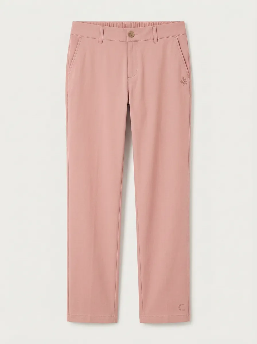 Women's Classic Flexible Leaf Logo Printed Mid Rise Straight Leg Pants