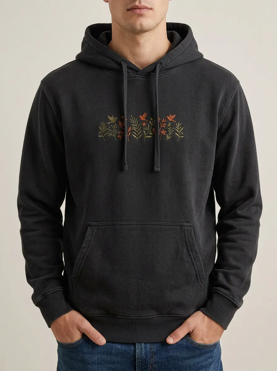 Unisex Nature Lover Bird Floral Print Hoodie