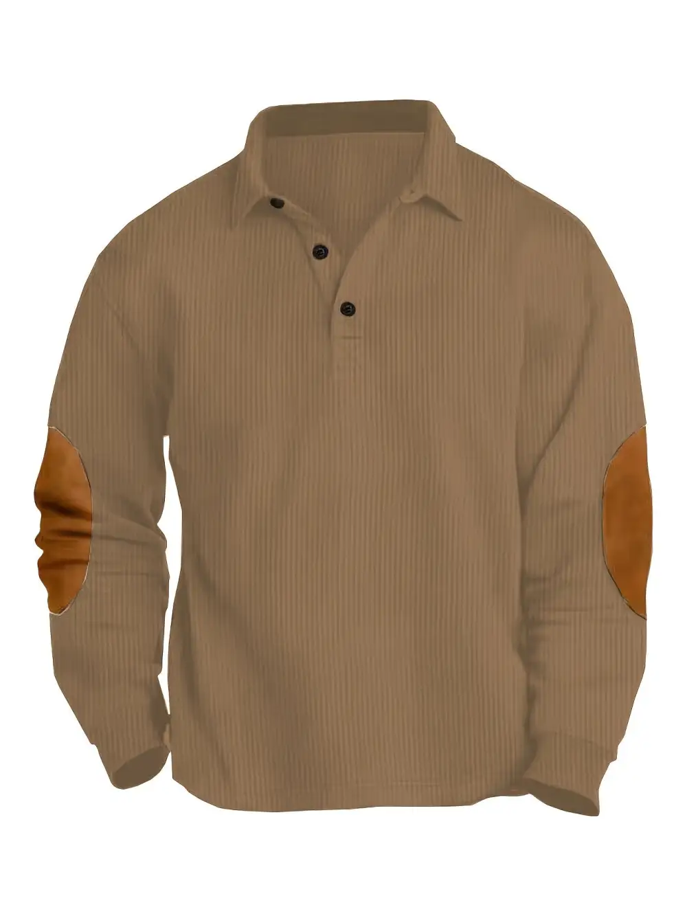 Contemporary Button Placket Long Sleeve Polo Shirt