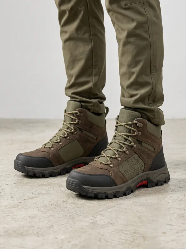 Unisex Outdoor Enthusiast Topographic Map Printed Hiking Boots