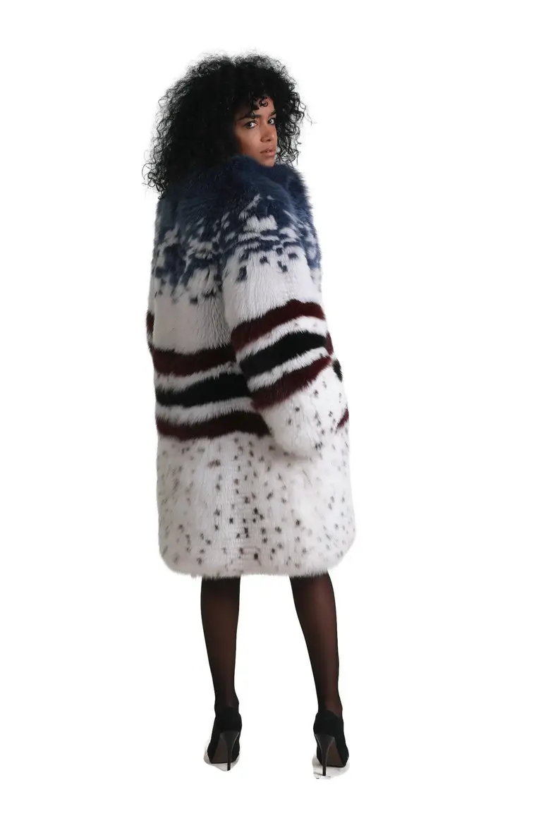 Multicolored Fox Fur coat