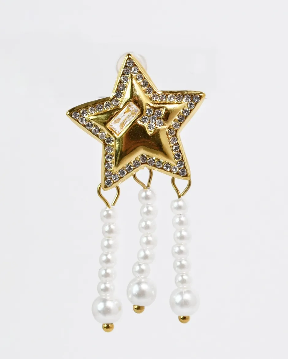 Pearl Crystal Accent Statement Earrings