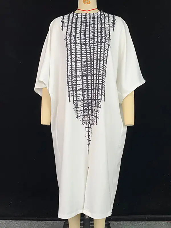 Printed Neck Midi Dress