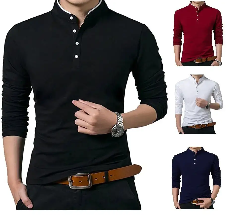 Refined Mandarin Collar Grandad Collar Polo Collar Polo Shirt