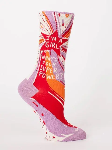 Women's I'm A Girl Superpower Crew Socks