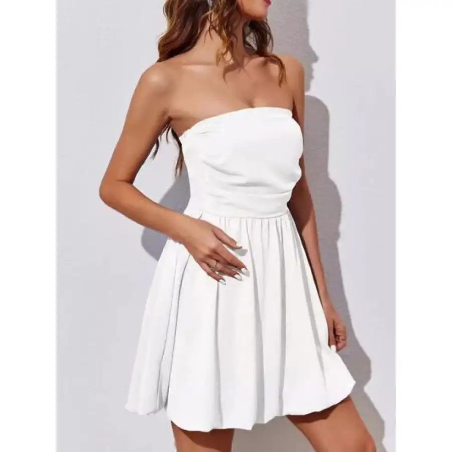 Modern Everyday Ruched Tube Mini Dress
