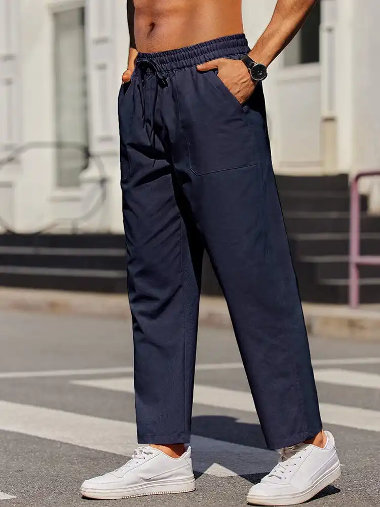 Elastic Linen Blend Pants