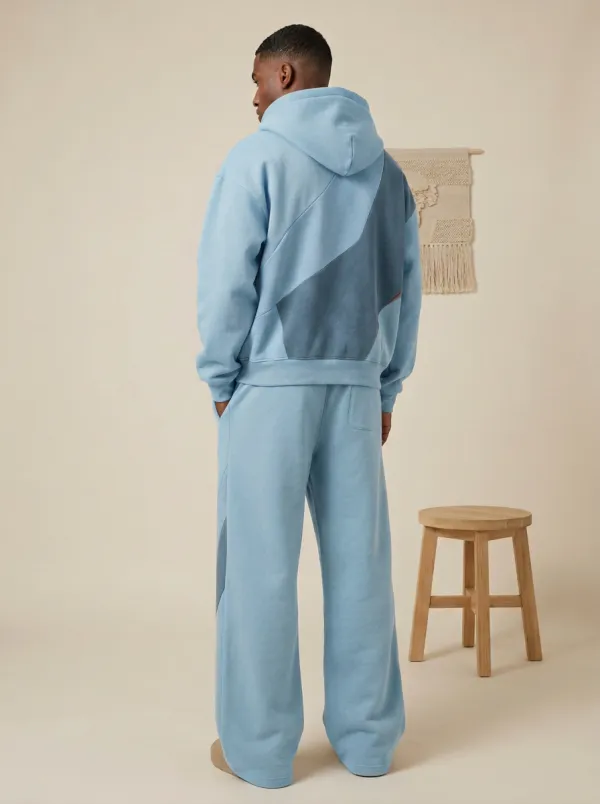 Men's Casual Streetwear Colorblock Pattern Printed Hoodie Sweatpants Set