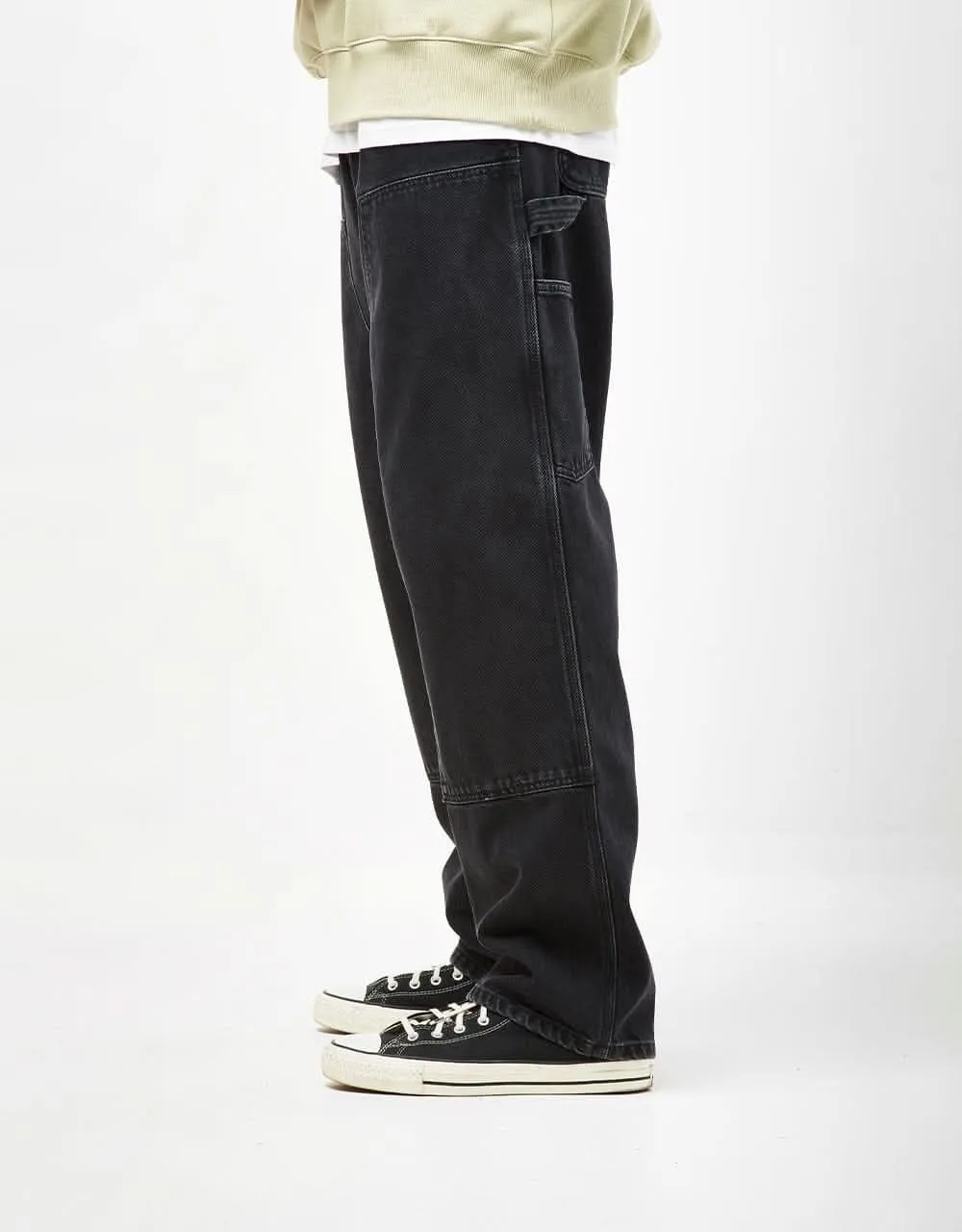 Everyday Stone Washed Relaxed Double Knee Denim Jeans