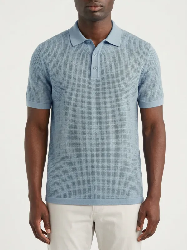 Waffle-Knit Men's Polo Shirt