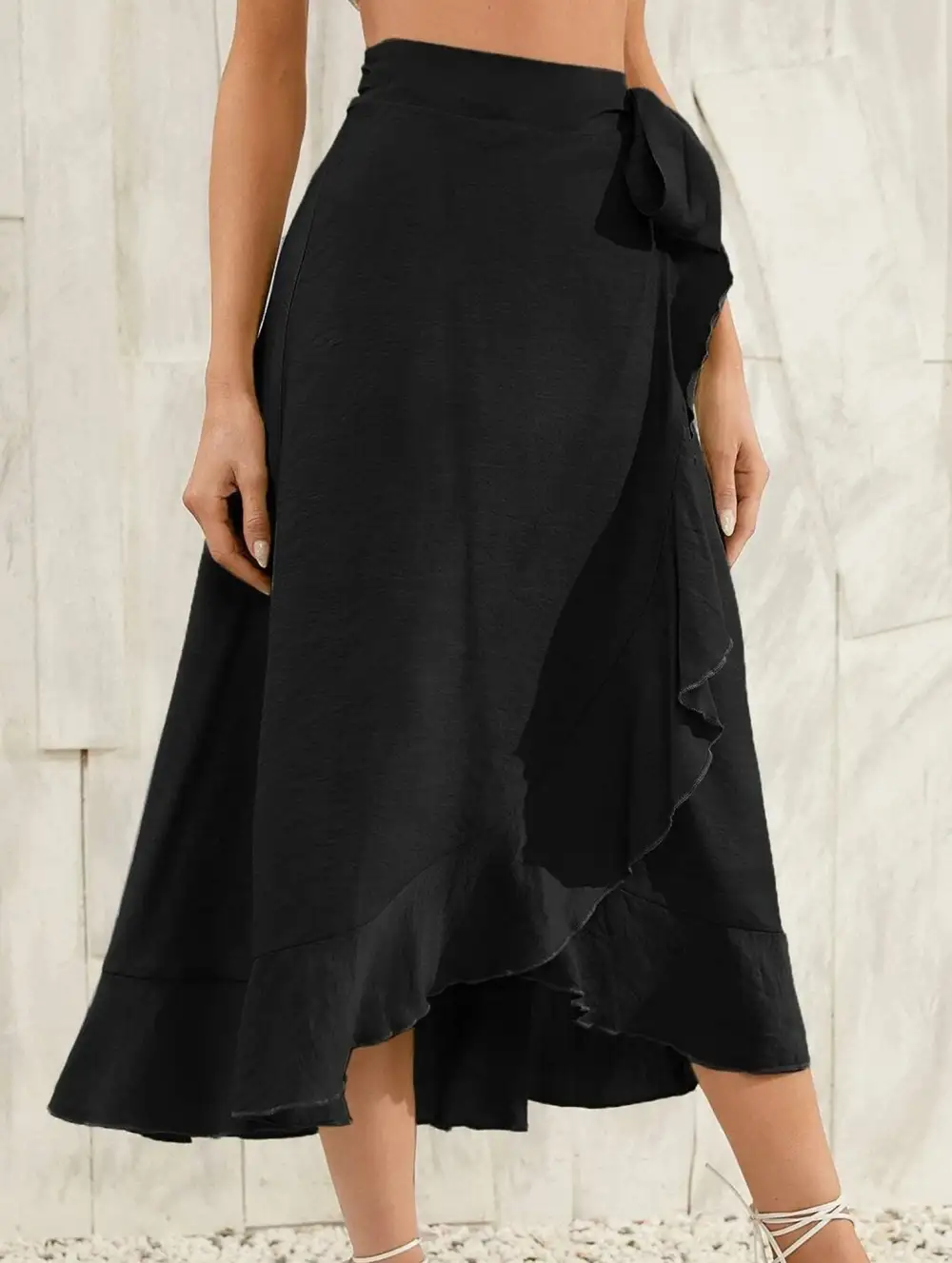 Tie Waist Irregular Skirt