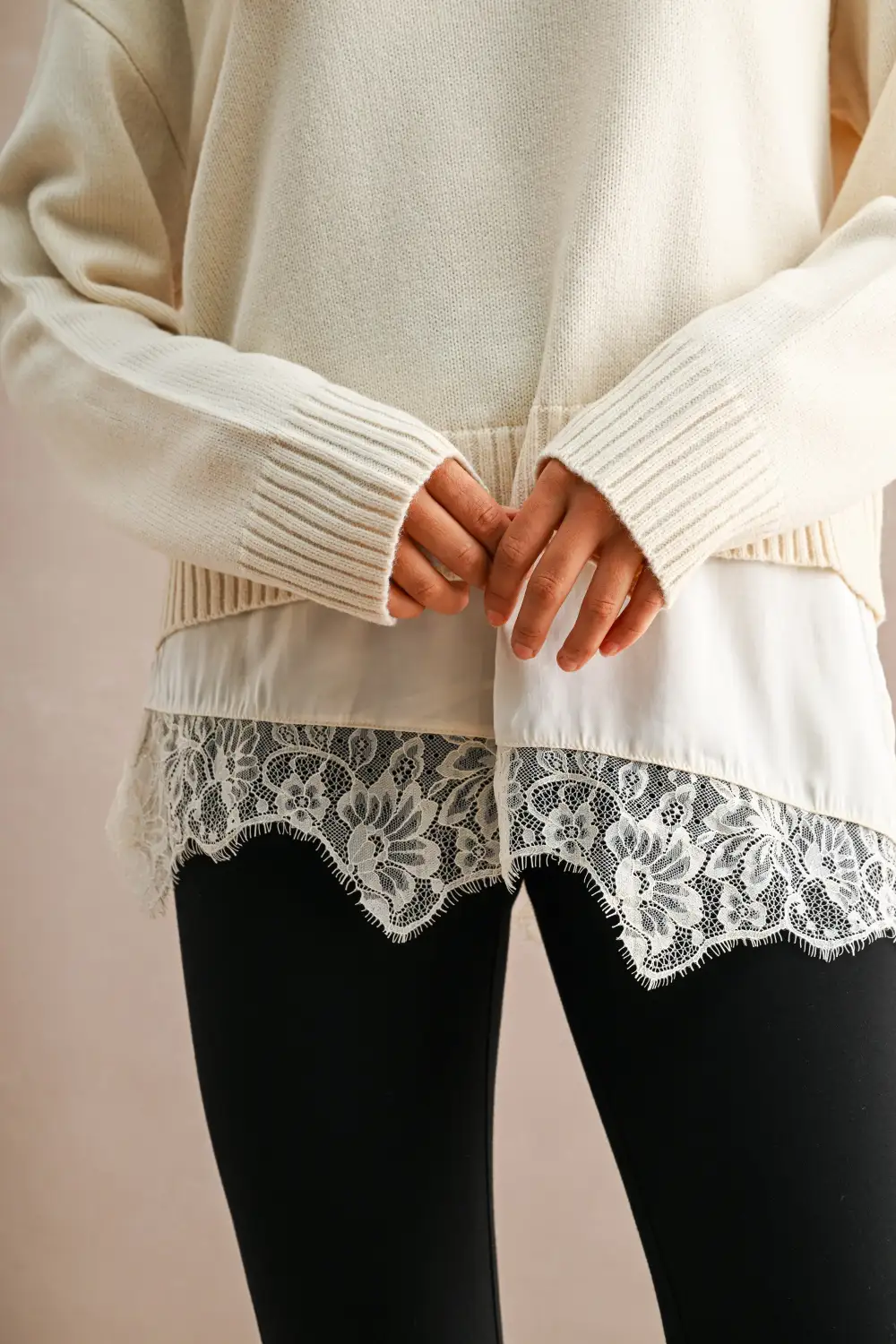Satin Lace Layered Top