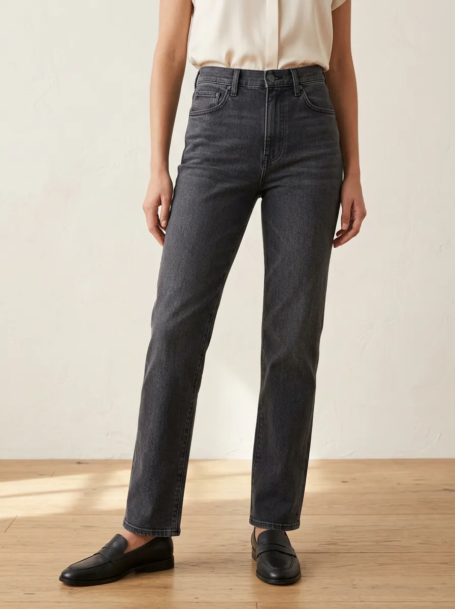 High-Rise Vintage-Wash Women's Straight-Leg Jeans