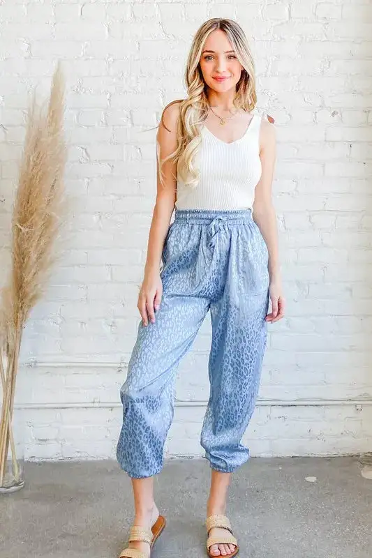 Light Blue Lace Jogger Pants