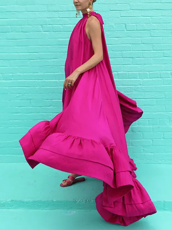 Women's Loose Fit Ruffled Maxi Dress