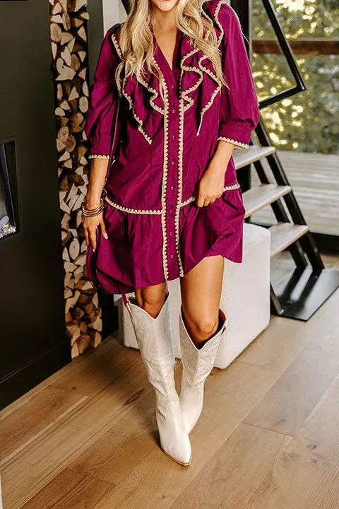 Chic A La Mode Ruffle Mini Dress In Royal Plum