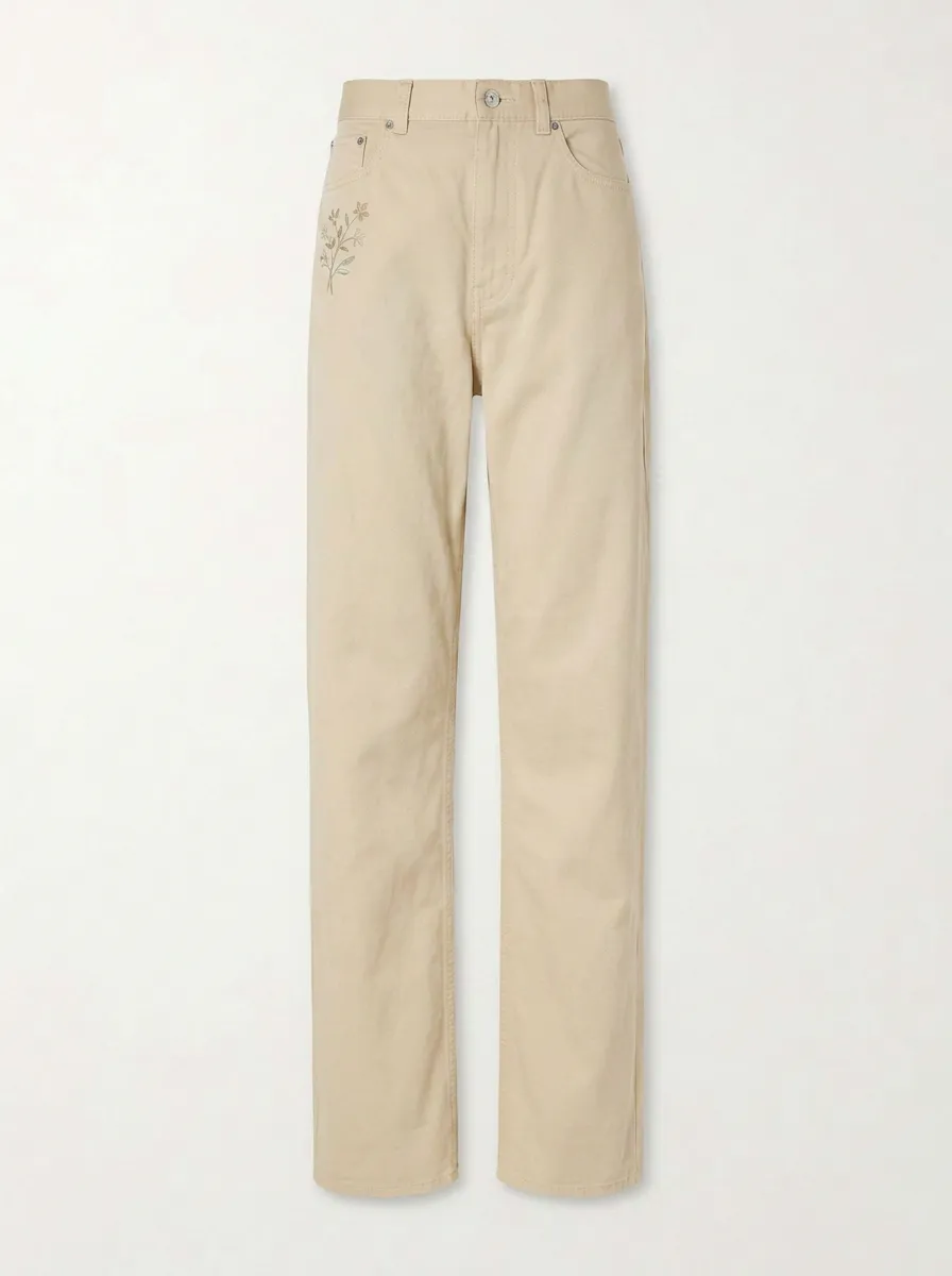 Women's Botanical Lover Floral Embroidered Mid-Rise Straight Leg Pants