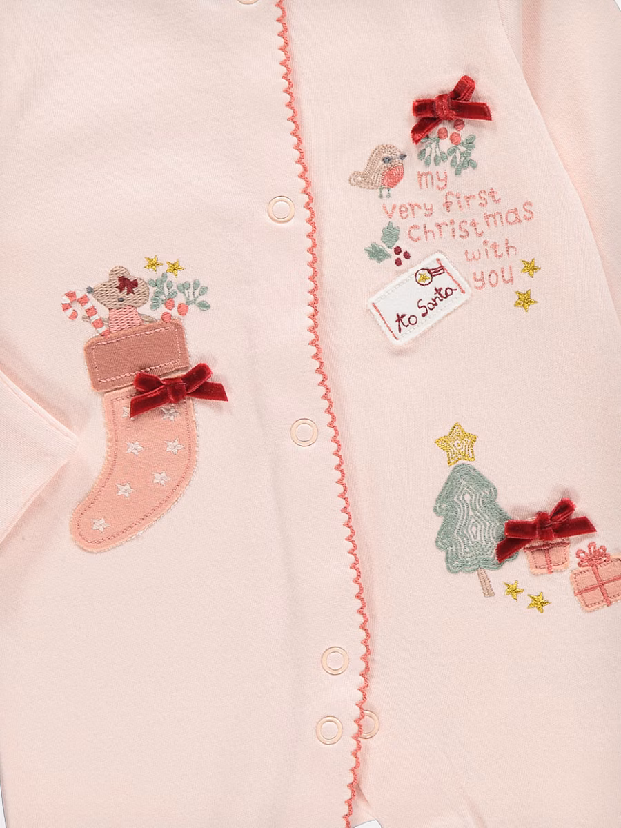 Christmas Pink First Christmas Sleepsuit detail 1