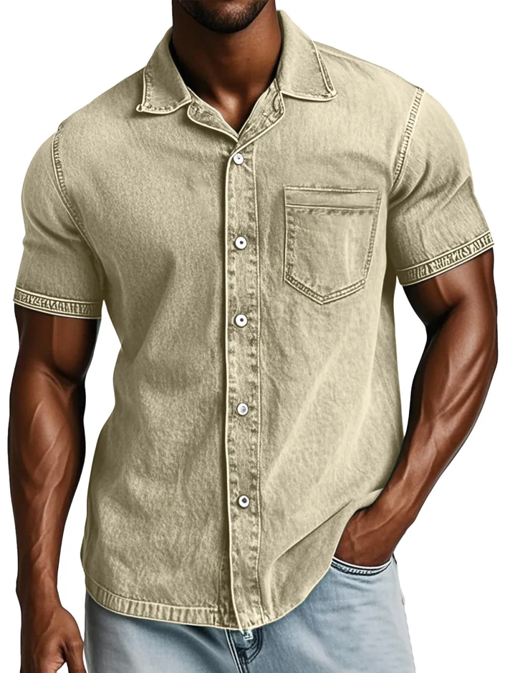 Everyday Short Sleeve Open Collar Shirt