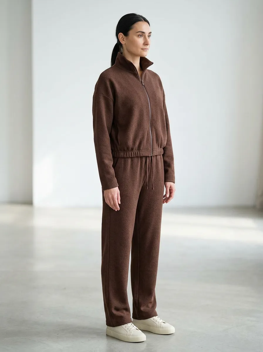 Women's Stand-Collar Full-Zip Warm Tracksuit Set