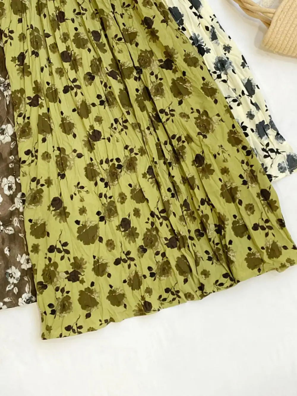 Print Elastic Waist Midi Skirt