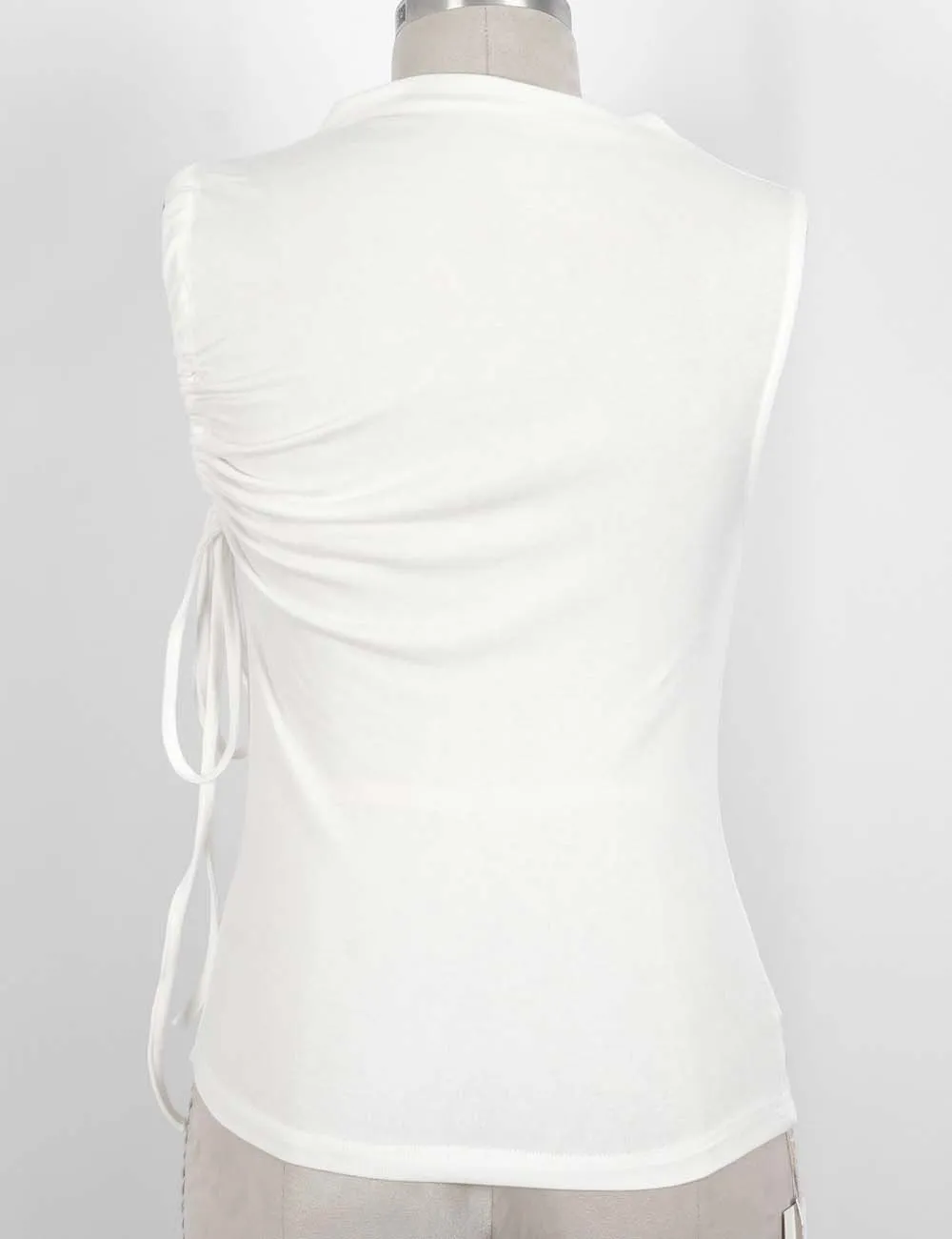 Chic Ruched Side Solid Color Sleeveless Top