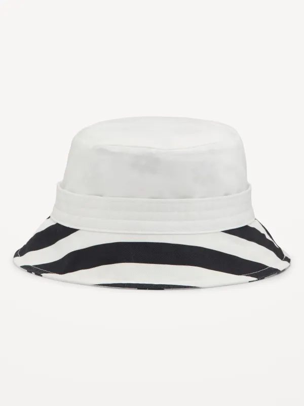 White Floral Print Bucket Hat