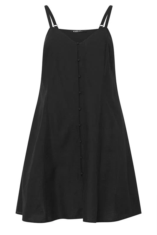 Black Linen Swing Dress detail 4