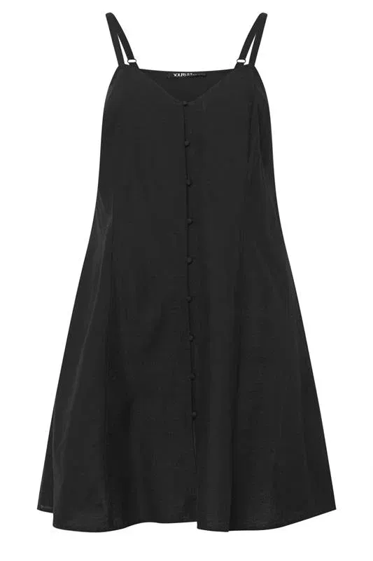 Black Linen Swing Dress
