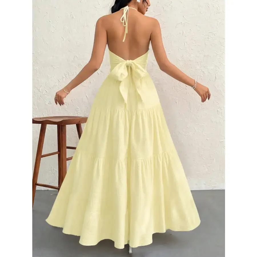 Halter Neck Tiered Maxi Dress